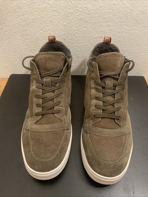 Loro Piana Newport Walk High Top Suede Shearling Sneaker Boot Sz 44/11 Reed