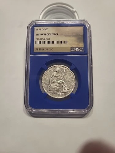 1858 O Seated Liberty Half Dollar NGC Shipwreck Effect SS Republic