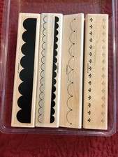 Stampin' Up   All Scallops  4 Piece Rubber  Wood Stamp Set
