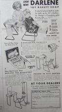 1950 Darlene Toy Beauty Shop Kit AD Complete Kit Hair Dryer Chairs Sink Table