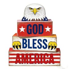 4th of July Table Decorations Patriotic Memorial Day Tiered Tray Decor Wooden