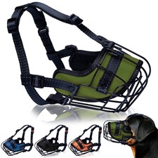 Green Metal Dog Muzzle Adjustable Wire Basket for Rottweiler Prevents Biting