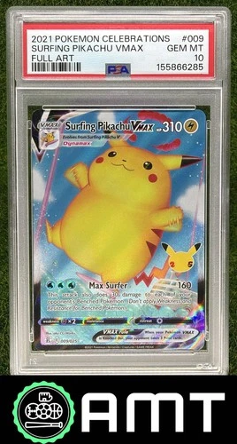 Surfing Pikachu VM PSA 10 2021 Pokemon Sword & Shield Celebrations #009/025 6285