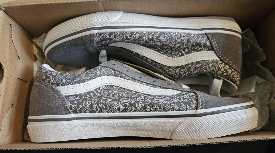 VANS Old Skool Grey Paisley Design Low Top Trainers
