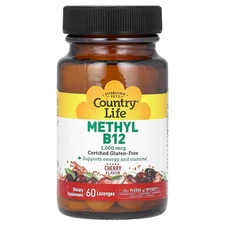Country Life Methyl B12 Cherry Flavor 1000 mcg 60 Lozenges Gluten-Free, GMP