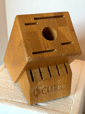 Cutco Honey Oak 10 Slot Knife Wood Block (Block Only, No Knives) 7x6x4'' Made USA