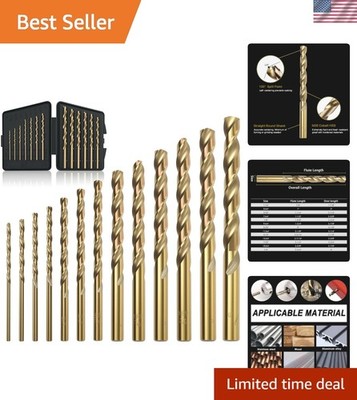 13Pcs Cobalt Drill Bit Set 1/16''-1/4'', M35 HSS, 135 Degree Tip, Twist Jobber ...