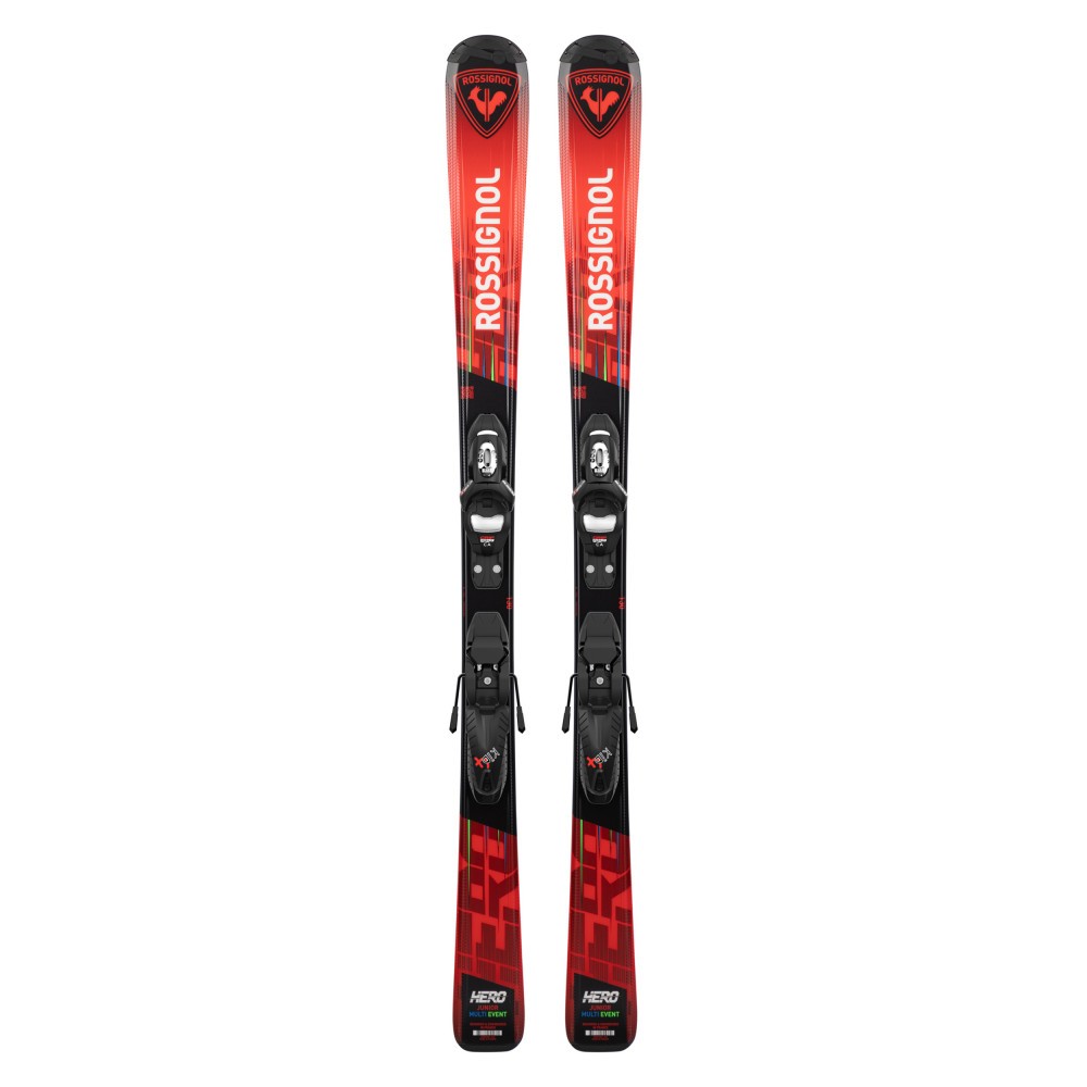 Skis Rossignol Ski Hero Jr 100-140 cm blancs avec fixations Kid 4 GW pour enfant