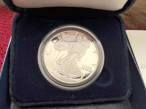 2007 W - American Eagle One Ounce Silver Proof Coin w/ OGP & COA