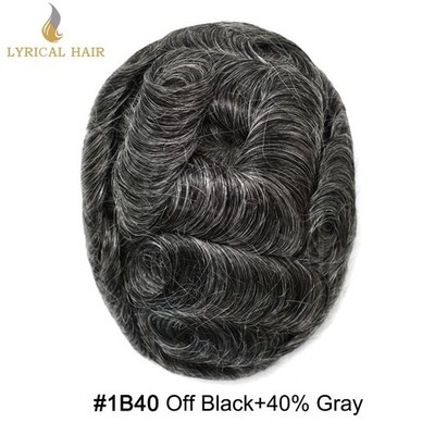 Mens Toupee Lace Front Human Hair Thin PU Skin Natural Undetectable Hair System