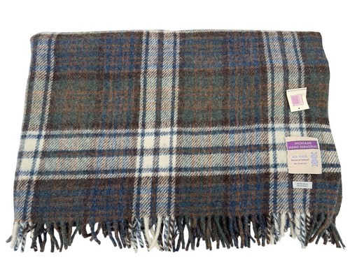 Highland Home Industries Scotland All Wool Tartan Fringe Throw Blanket 60”x 50”