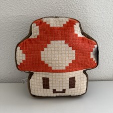 FAO Schwarz 10  Pixel Retro Mushroom Plush Stuffed Toy / Room Decor