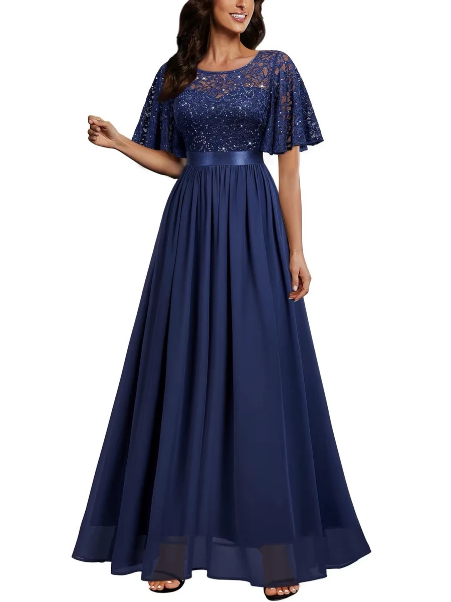 lace crepe off the shoulder bridesmaid dress Dark Navy Blue Bridesmaid Dress One Shoulder Sheath/Column Sleeveless main image 1
