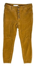 Pilcro High-Rise Skinny Pants Corduroy Mustard Yellow Size 29 Exposed Button Fly