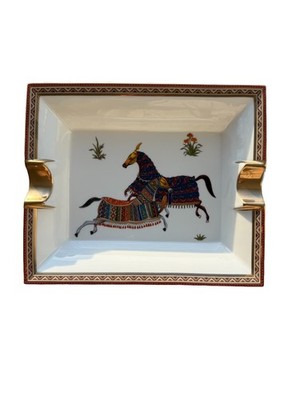 Hermes Equestrian Horse Porcelain Ashtray Change Tray w/ Box