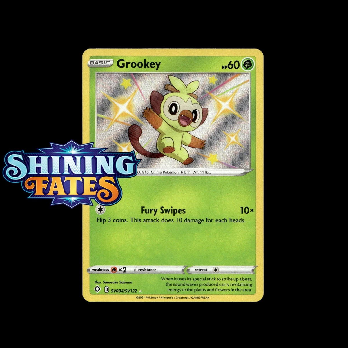 shiny grookey pokemon card Grookey SV004/SV122 Shining Fates: Shiny Vault for sale