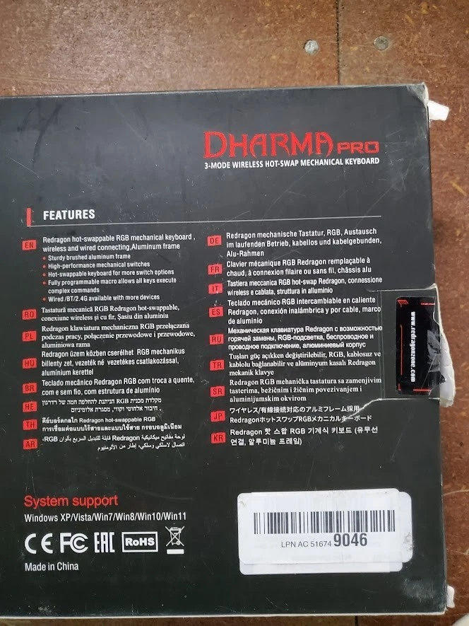 Redragon Dharma pro 3 mode Wireless Hot-Swap Mechanical Keyboard - Image 3 of 4