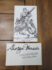 George Musso HAND SIGNED Photo & 3x5 Index Card Chicago Bears HOF