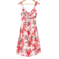 Speechless Y2K Babydoll High-Low Dress Womens Size S Pink White Tropical USA Vtg