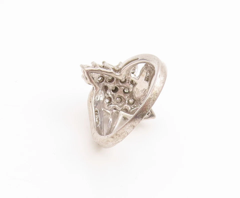 Anillo de plata de ley 925 vintage diamantes reales elegante racimo talla 8 RG34471 Foto 4 de 4