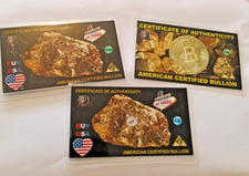 NEVADA GOLD NUGGETS SET OF 3, BITCOIN,RAW GENUINE  WITH C.O.A. DIRECT FROM U.S.A