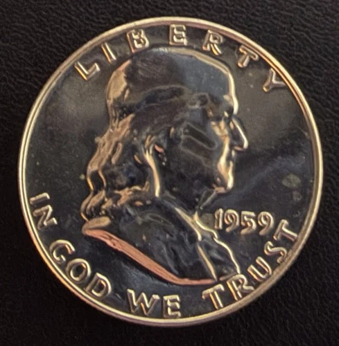 1959 Franklin Half Dollar "Very Choice Proof" 90% Silver - Nice Coin!