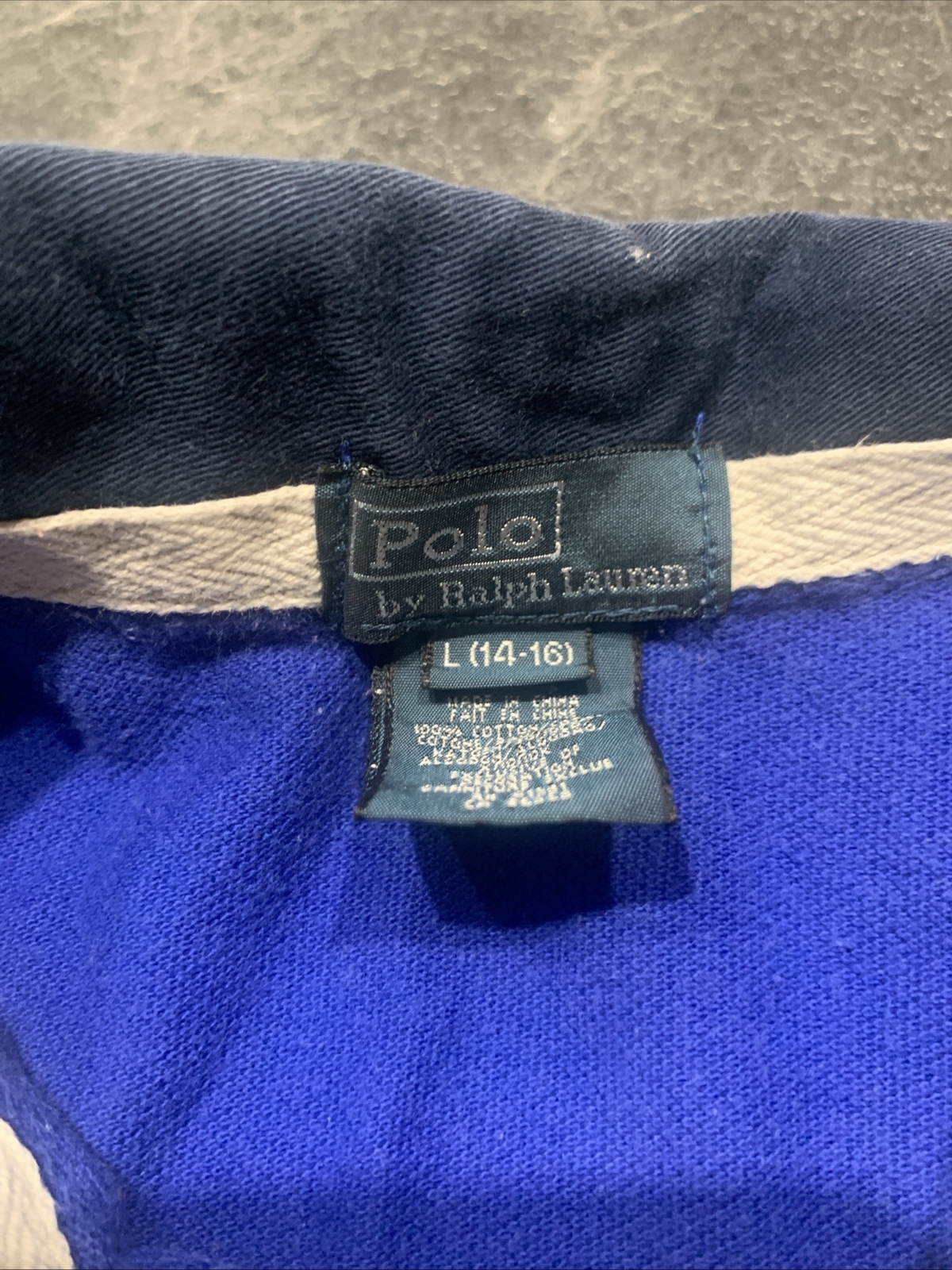 Polo Ralph Lauren Camicia Big Pony Ragazzo Y2K Blu Arancione L 14 16 Polo S S