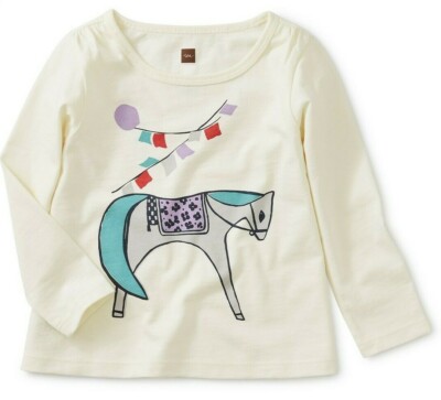 TEA COLLECTION Elegant Equine Top - Chalk - NWT Girls 3T