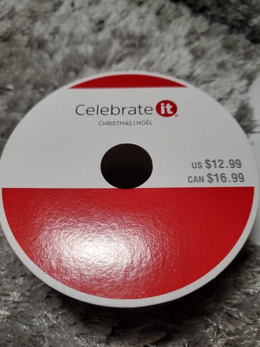 Celebrate It - Wired Ribbon Christmas Plaid Red and Grey 1.5" x 30' - Picture 3 of 3