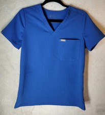 Figs Women's XS Scrub Shirt Top Blue Technical Collection Pocket