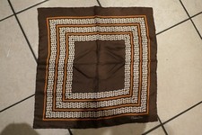Vintage Christian Dior Silk Scarf Pocket Square 18" Classic Pattern in Brown