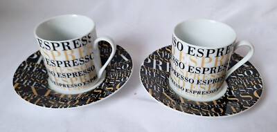 Ritzenhoff & Breker, Flirt, 2 Espresso-Tassen mit Untertasse, Dekor Lettera