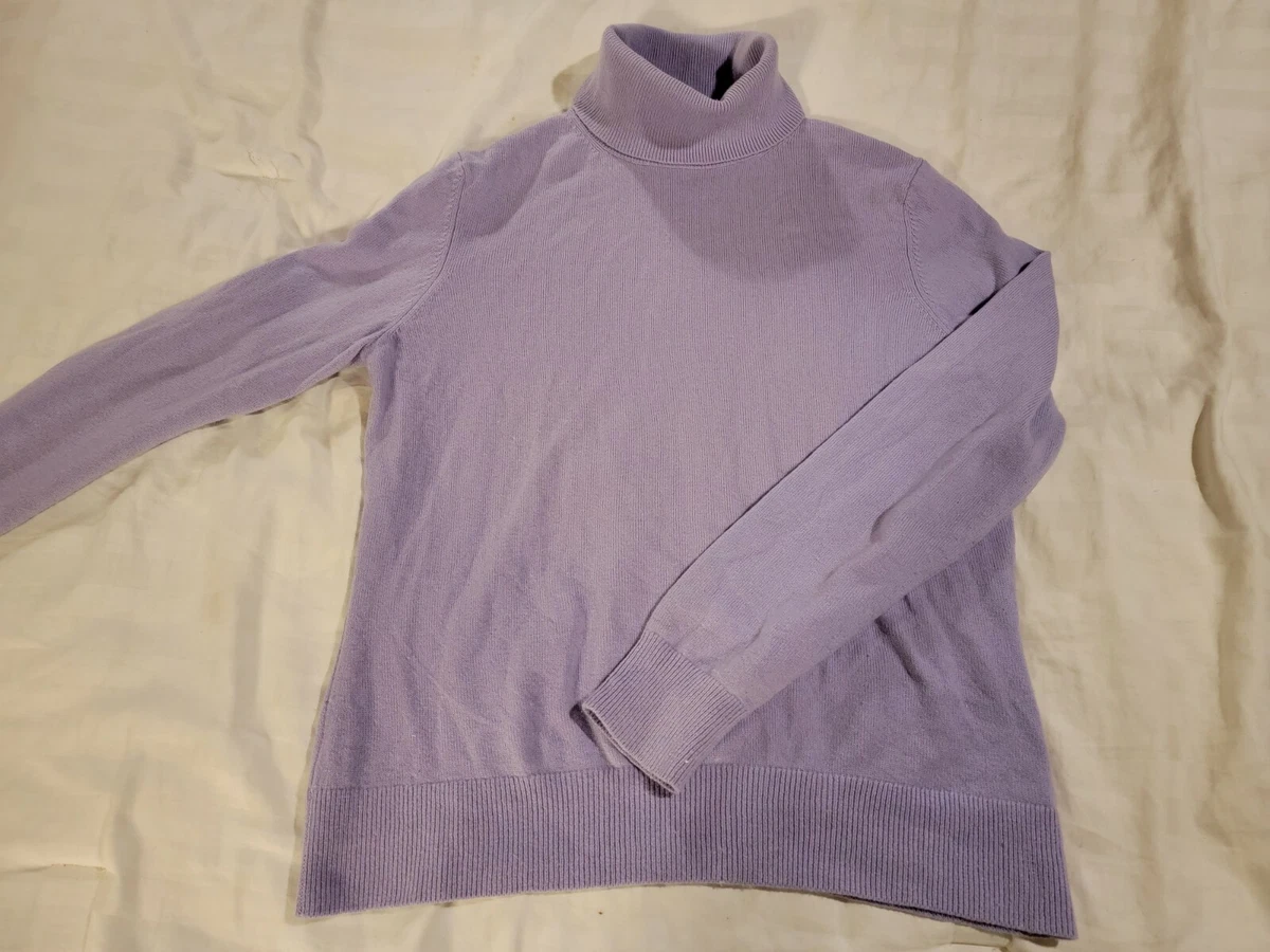 Lands End Womens Pullover Sweater S Lavender Purple 100 Cashmere Turtleneck