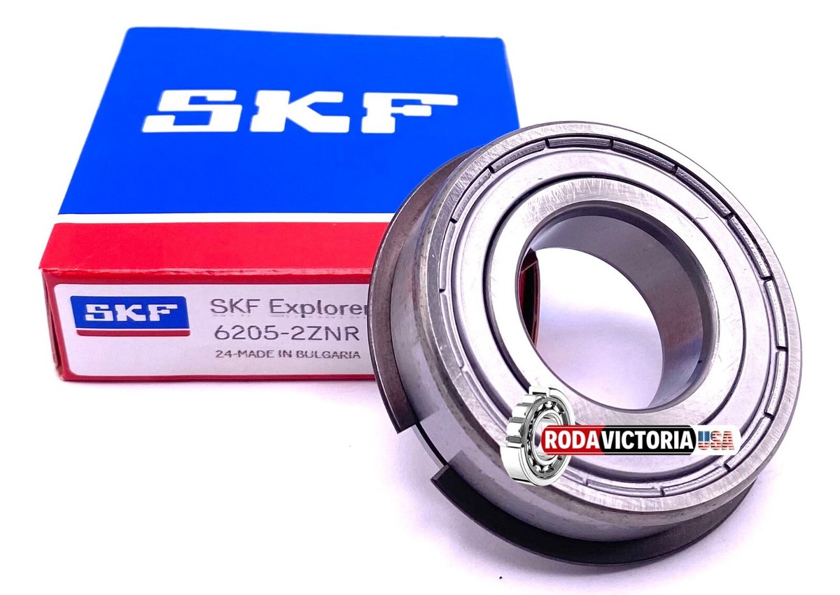 SKF 6205 ZZ NR Ball Bearing, Metal Shielded + Snap Ring 25x52x15
