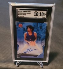 2021 Bowman Next SGC 10 Gem Mint Shaedon Sharpe BLUE AUTO /49 Topps Now