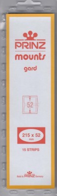 Prinz Black Stamp Mount Strips 215x52 mm For Blocks of 4 , Pack Of 15 Scott