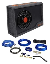 Rockville RWS10CA Slim 1000w 10" Powered Loaded Car Subwoofer Enclosure+Wire Kit
