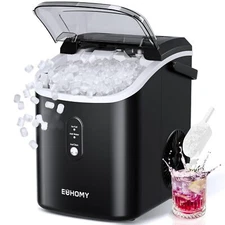 Nugget Ice Maker Countertop with Handle, Ready in 6 Mins, 34lbs/24H