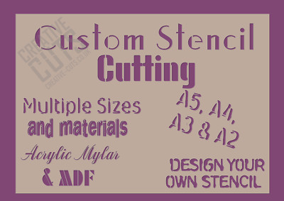 Schablone nach Maß Text personalisiert Design Mylar, Acryl, MDF