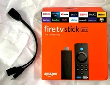 AMAZON FIRE TV STICK LITE STREAM w/ALEXA VOICE REMOTE + OTG USB CABLE  FREE SHIP