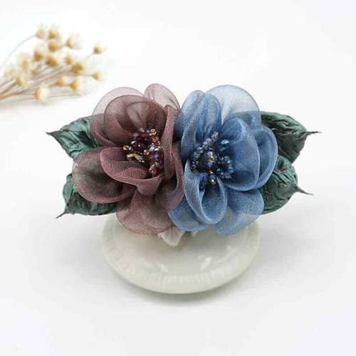 women Headdress occupation spring clip Hair Accessories Flower Hair Net - Picture 11 of 14