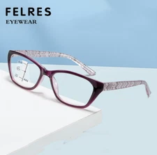 Anti Blue Light Cat Eye Progressive Multifocus Women Classic Reading Glasses 
