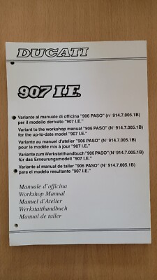WERKSTATTHANDBUCH DUCATI 907 IE, Ergänzung zum Handbuch der 906 PASO