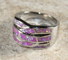 SILVER Elegant Pink Fire Opal Big Ring WR40304