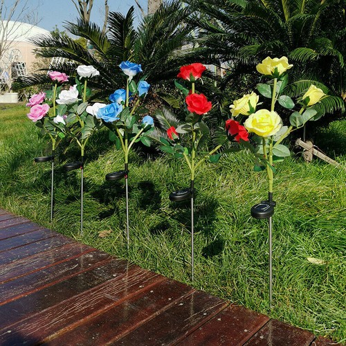 2 Packs Solar Power Rose Flower Lights Outdoor Garden Landscape Yard Lamp Decor - Picture 6 of 23