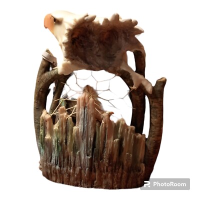 Double Headed Bald Eagle Dreamcatcher Feather Wildlife Lighted Display Untested