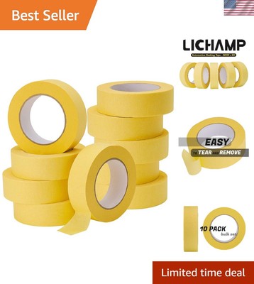 10 Rolls of Yellow Automotive Painters Tape - 36mm x 55m for Precision Masking