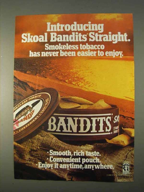 skull bandit tobacco 1986 Skoal Bandits Straight Tobacco Ad, Easier to Enjoy