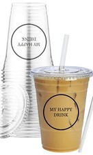  50 Pack 16 Oz Iced Coffee Cups, Plastic Cups With Lids