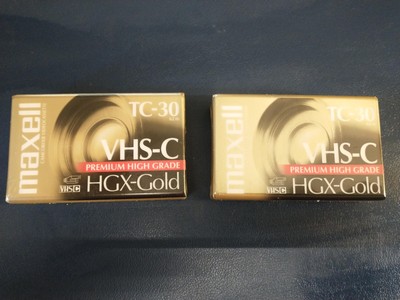 VHS-C (2) new blank tapes Maxell TC-30 HGX-Gold